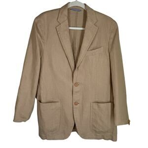 Massimo Dutti Mens Suit‎ Jacket 48/38 Tan Linen Single Breasted Wedding Spain